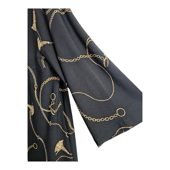 CHICO'S Printed Chain Print Black Shift Dress - Size 1 US 8/10 - Picture 9 of 11